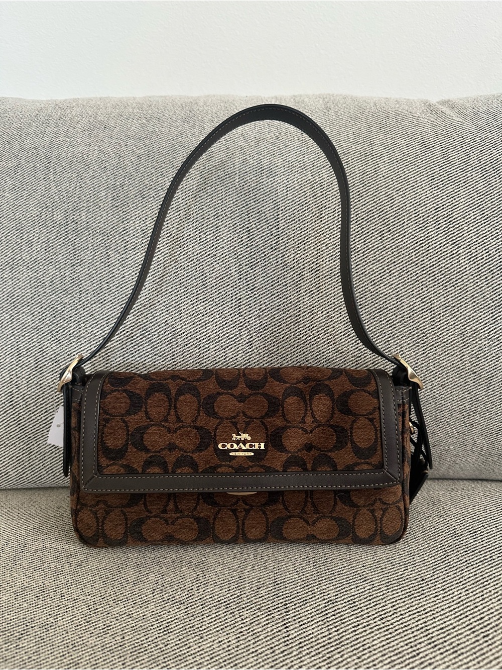 NWT Coach Etta Small Flap Shoulder Bag In Signature Chenille CCV65